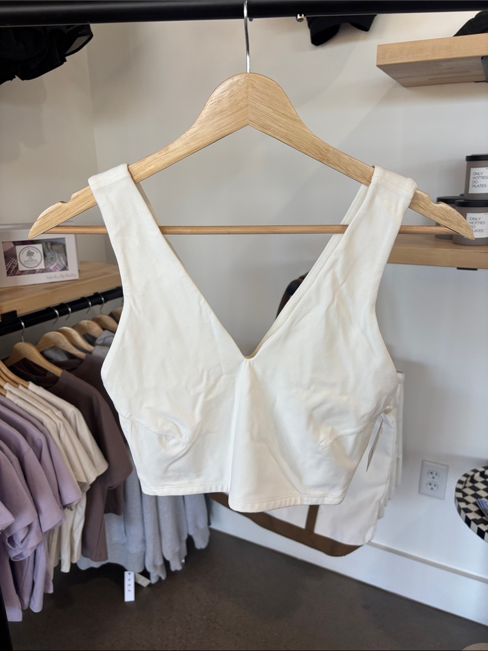 FP Movement by Free People Cream V-Neck Cropped Tank